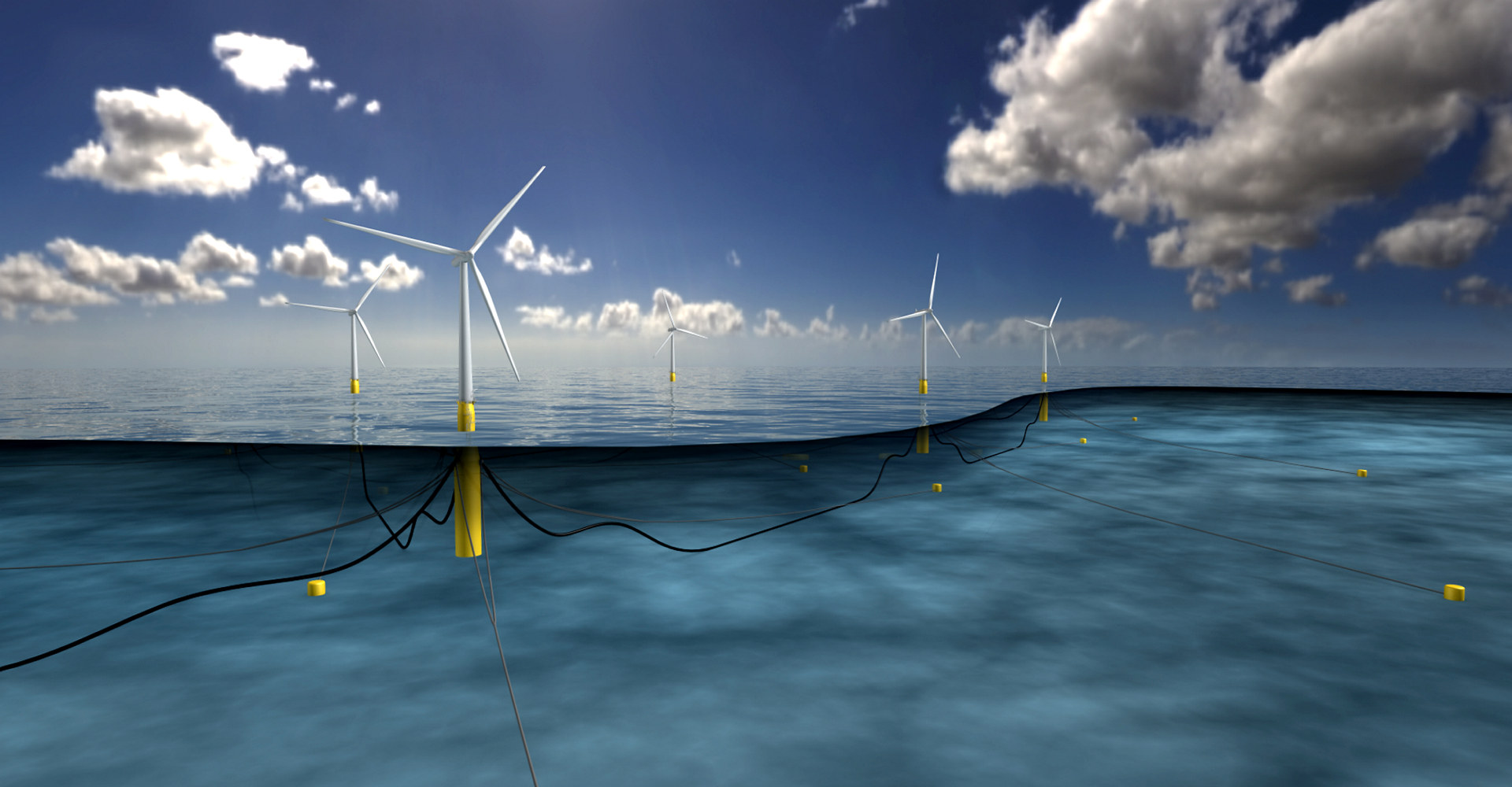 Illustrasjon av Hywind Wind Farm. Illustrasjon: Equinor