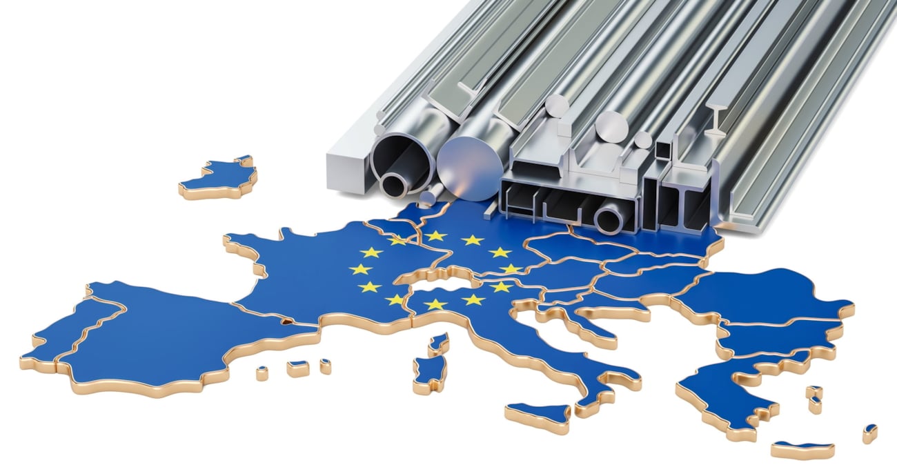 kart over eu med stål-produkter