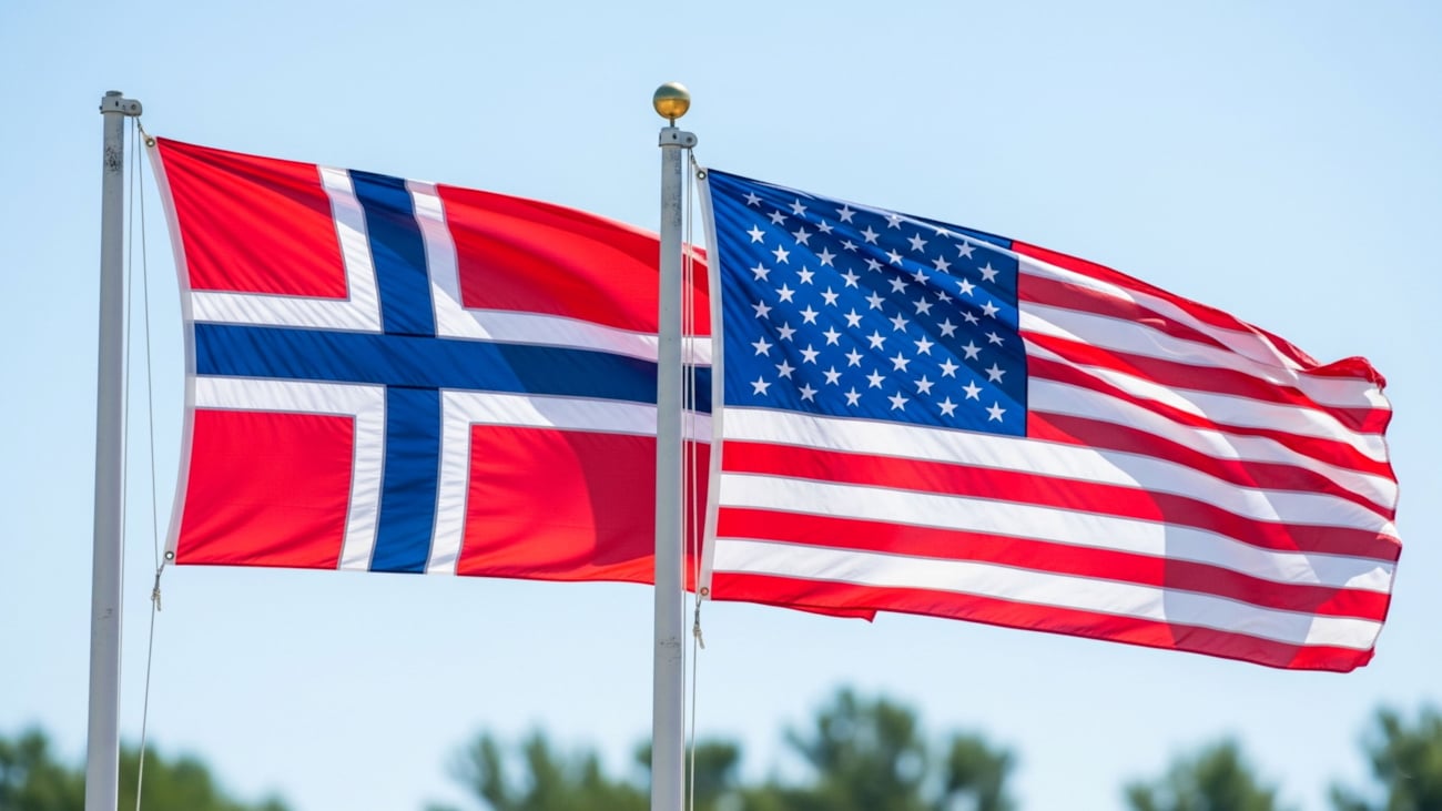 KI-generert bilde av Norges og USAs flagg