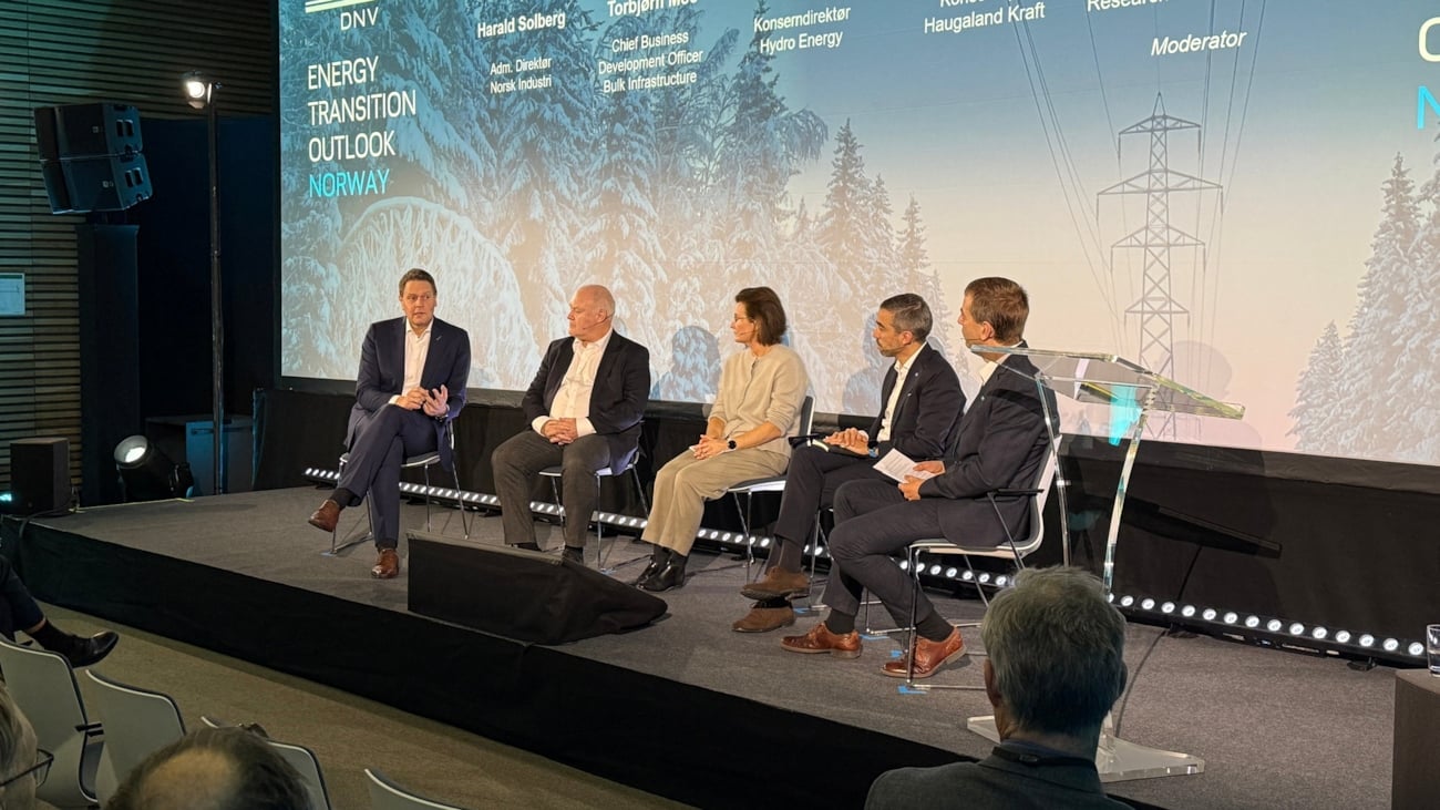 Fem personer i en paneldebatt