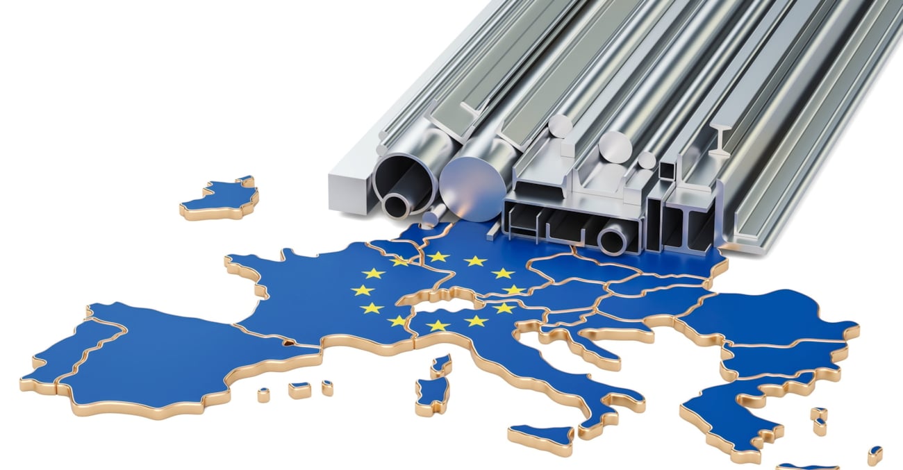 kart over eu med stål-produkter