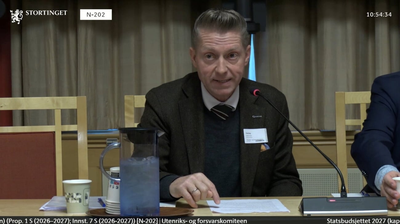 Person på høring på Stortinget