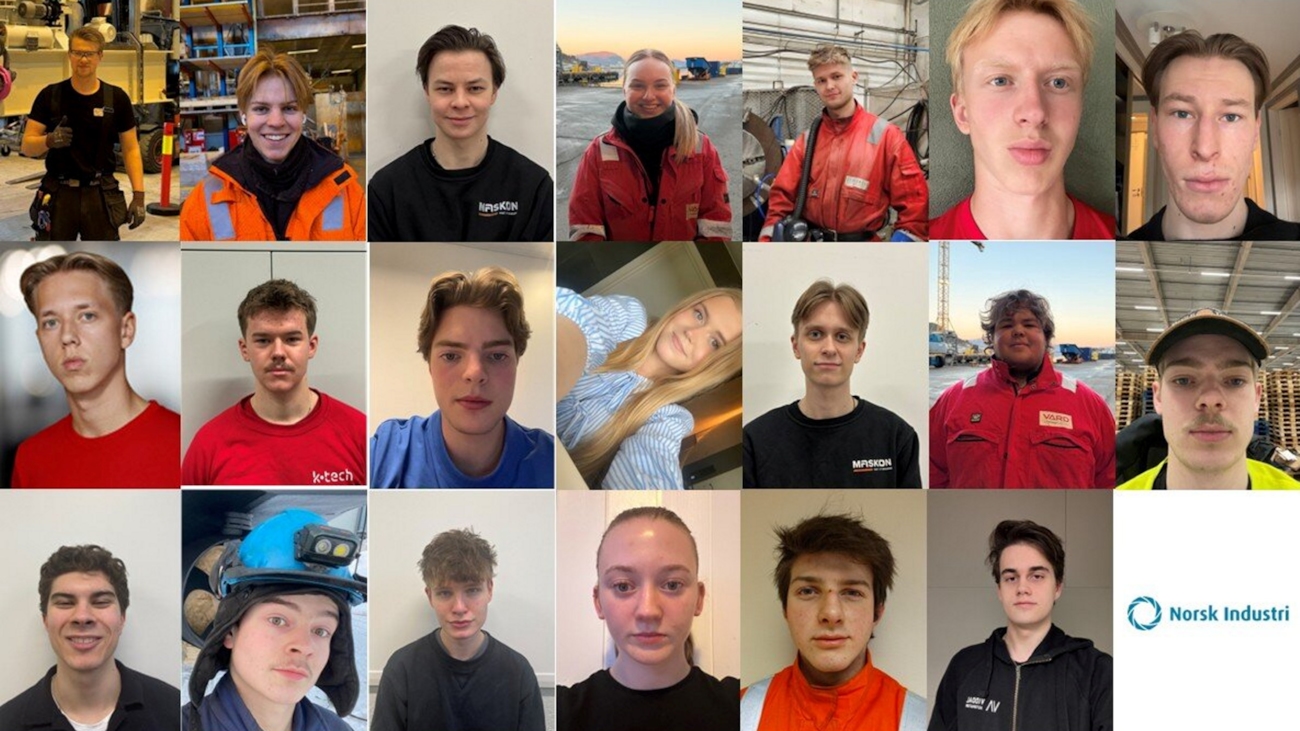 Bildecollage med unge fagarbeidere