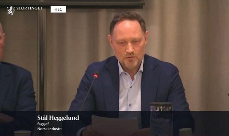 Bransjesjef Stål Heggelund i Norsk Industri deltok på høring om grunnrenteskatt på havbruk.
